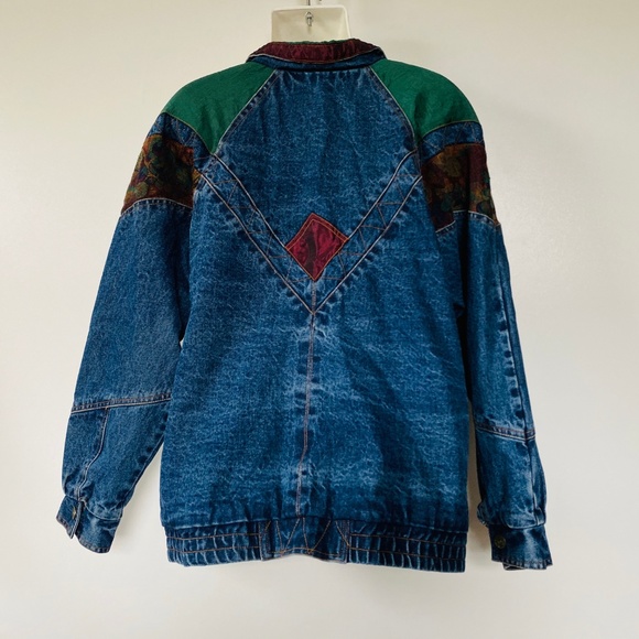 Vintage Current Seen Denim Jean Jacket Tapestry M - Picture 4 of 8